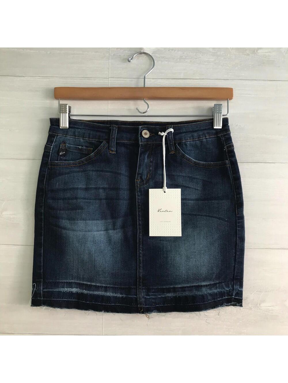 NWT KanCan Los Angeles - Distressed denim stretch rough hem skirt 3 / 25 KC6062D